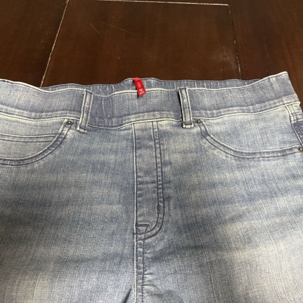 Spanx Jeans Women Large Blue Denim Everywhere Kick Flare Leg 20541 Tummy Tamer